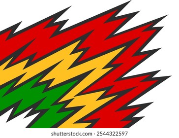 Fundo abstrato com padrão colorido em ziguezague e com tema de cores Rastafari