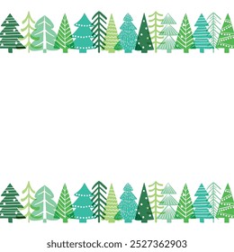 Abstract background with colourful cartoon Christmas trees. Vector illustration