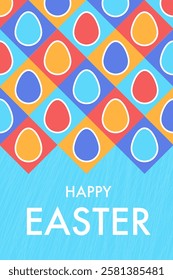 Abstract background with colourful Easter eggs. Modern style greeting card. Vector illustration