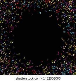 Abstract background with colourful music notes design