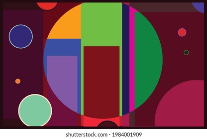 Abstract background with a combination of cheerful colorful squares and circles