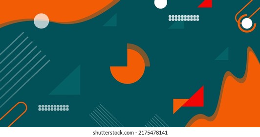 Abstract background with a combination of dark blue, orange and white ornaments. Editable stroke. Vector illustration. EPS 10.
