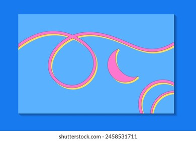 Abstract background with a combination of pink line art and blue color