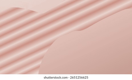 Fundo abstrato combinando um gradiente de ouro rosa com listras diagonais e formas fluidas. Um design contemporâneo com linhas texturizadas e formas metálicas suaves e elegantes.
