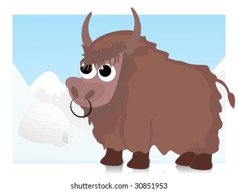 abstract background with comic bull illustration