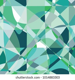 Abstract background with complex pattern of shapes in palette of green colors