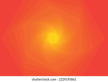 Abstract background composed of swirling hexagons in tech style gradient from light yellow to dark orange : Vector