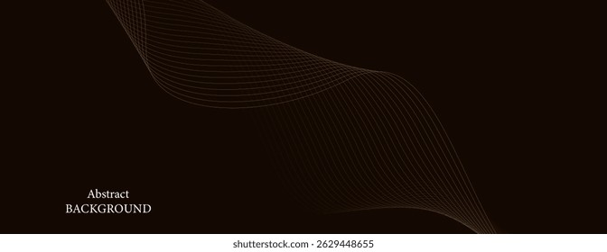 Abstract background composed of thin lines in light orange or gold, creating curves and waves flowing on a black background, moving calmly, beautifully and artistically.