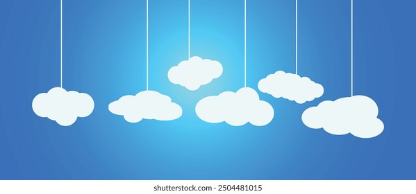 Abstract background composed of white paper clouds over light blue. vector illustration. 