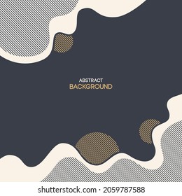 Abstract background. Composition of amorphous forms, lines, liquid shapes, striped circles. Applicable for covers, placards, posters, brochures, flyers, banner designs. Vector color illustration.