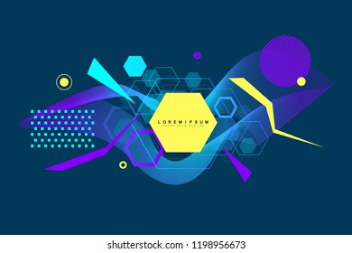 Abstract background composition of the geometric shapes. Modern abstract design poster, cover, banner, card design. Geometric pattern, texture. Vector illustration