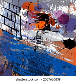 abstract background composition, with lines, paint strokes and splashes