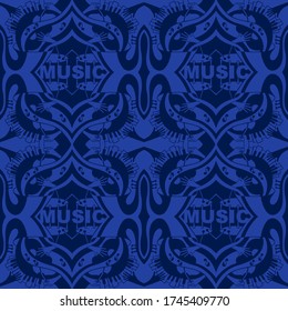 Abstract background. Composition on a musical theme. Blue pattern. Vector graphics.