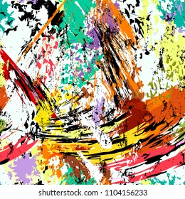 abstract background composition, with paint strokes and splashes, seamless pattern
