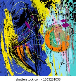 abstract background composition, with paint strokes and splashes