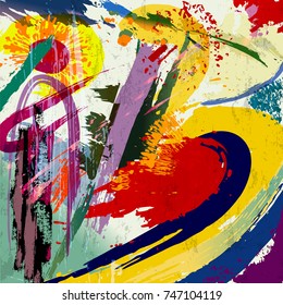 abstract background composition, with paint strokes and splashes