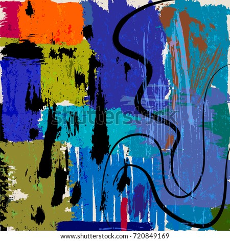 abstract background composition with paint strokes and splashes