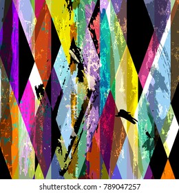 abstract background composition, with rhombus, strokes and splashes