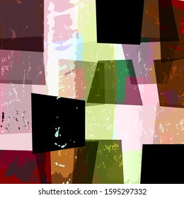 abstract background composition, with squares / trapeze, strokes and splashes