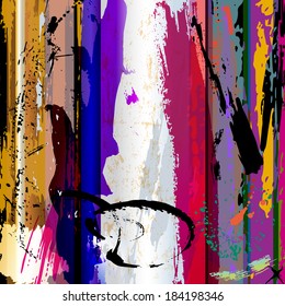 abstract background composition, with stripes, paint strokes and splashes
