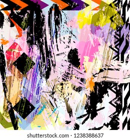 abstract background composition, with strokes, splashes and geometric lines