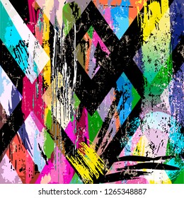 abstract background composition, with strokes, splashes and geometric lines