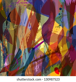 abstract background composition, with strokes, splashes and waves