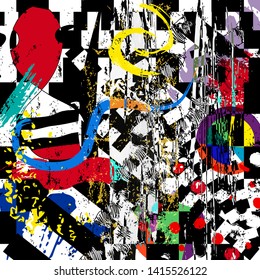 abstract background composition, with strokes, splashes and circles, black and white