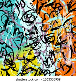 abstract background composition, with strokes, splashes and waves