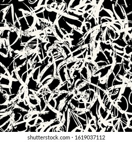 abstract background composition, with strokes and splashes, on black, seamless