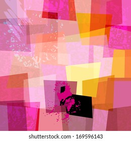 abstract background composition, with strokes, splashes and trapeze