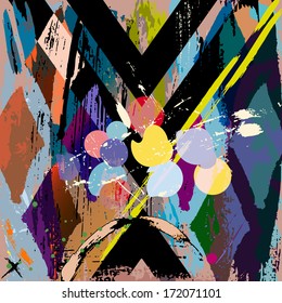 abstract background composition, with strokes, splashes and rhomb