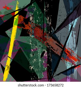 abstract background composition, with strokes, splashes and triangles