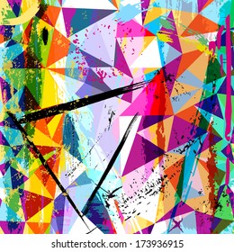 abstract background composition, with strokes, splashes and triangles