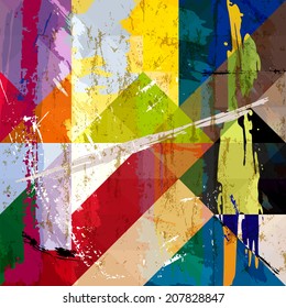 abstract background composition, with strokes, splashes and geometric lines
