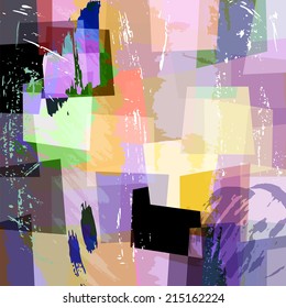 abstract background composition, with strokes, splashes and trapeze