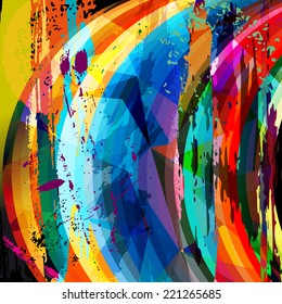 abstract background composition, with strokes, splashes, stripes and triangles