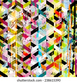 abstract background composition, with strokes, splashes and geometric lines