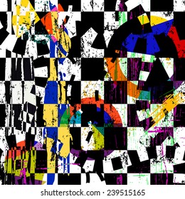 abstract background composition, with strokes, splashes and circles, black and white