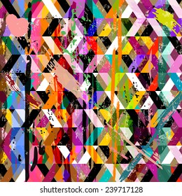 abstract background composition, with strokes, splashes and geometric lines