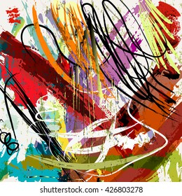 abstract background composition, with strokes and splashes, grungy