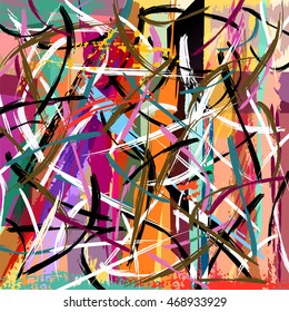 abstract background composition, with strokes, splashes and geometric lines