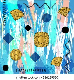 Abstract background composition, with strokes, splashes and geometric lines. Vector illustration