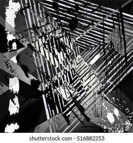 abstract background composition, with strokes, splashes and geometric lines