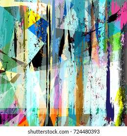 abstract background composition, with strokes, splashes and triangles