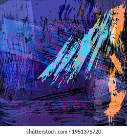 abstract background composition, with waves, paint strokes and splashes, design template