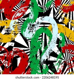 abstract background composition, with waves, stripes, black and white, paint strokes and splashes