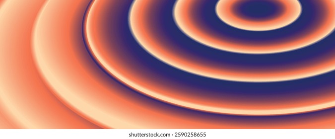 Abstract background with concentric circles in orange and navy. The background features a smooth, gradient texture in orange and navy. Circular pattern background. Blue background vector.