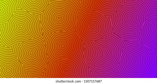 Abstract background of concentric circles in purple and yellow colors