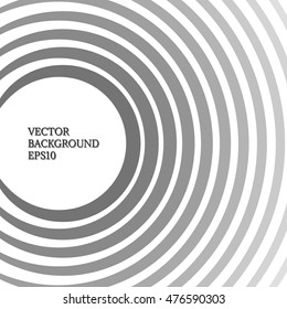 Abstract background of concentric circles. White background. Geometric figures. Shades of gray. Monochrome image.